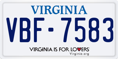 VA license plate VBF7583
