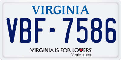 VA license plate VBF7586