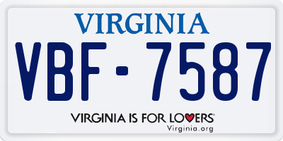 VA license plate VBF7587
