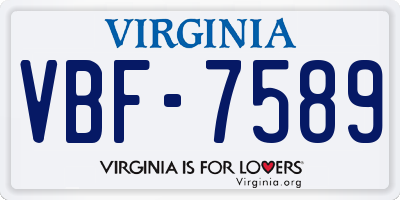 VA license plate VBF7589