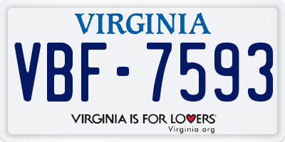 VA license plate VBF7593