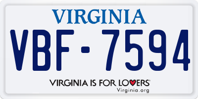 VA license plate VBF7594
