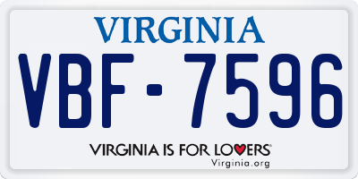 VA license plate VBF7596