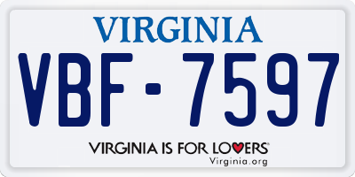VA license plate VBF7597