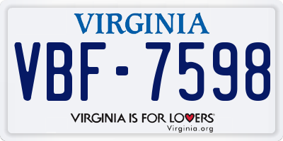 VA license plate VBF7598