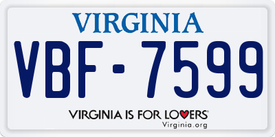 VA license plate VBF7599