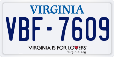 VA license plate VBF7609