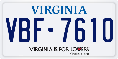 VA license plate VBF7610