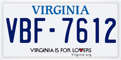 VA license plate VBF7612