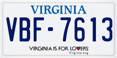 VA license plate VBF7613