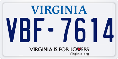 VA license plate VBF7614