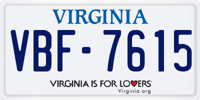 VA license plate VBF7615