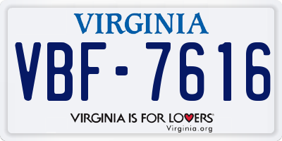VA license plate VBF7616