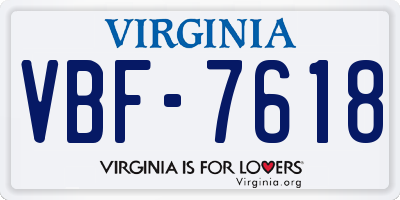 VA license plate VBF7618