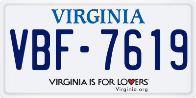VA license plate VBF7619