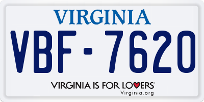 VA license plate VBF7620