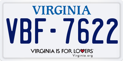 VA license plate VBF7622