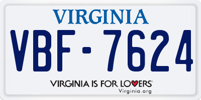 VA license plate VBF7624