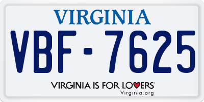 VA license plate VBF7625