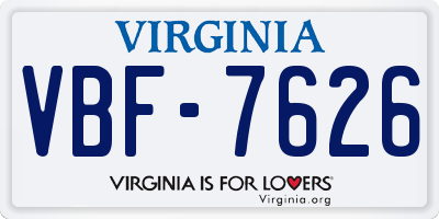 VA license plate VBF7626