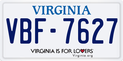 VA license plate VBF7627