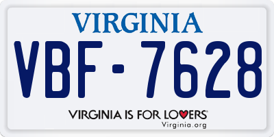 VA license plate VBF7628