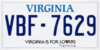 VA license plate VBF7629
