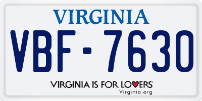 VA license plate VBF7630