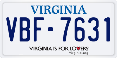 VA license plate VBF7631