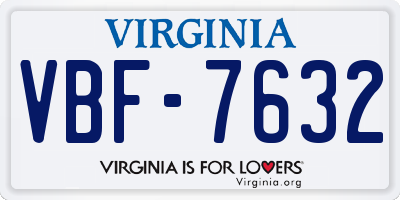 VA license plate VBF7632