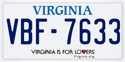 VA license plate VBF7633