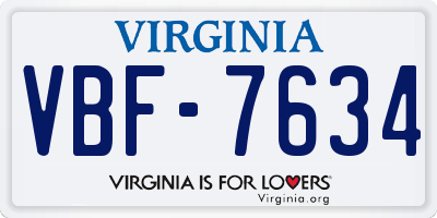 VA license plate VBF7634