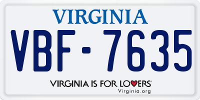 VA license plate VBF7635
