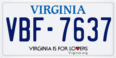 VA license plate VBF7637