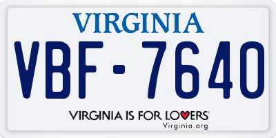 VA license plate VBF7640