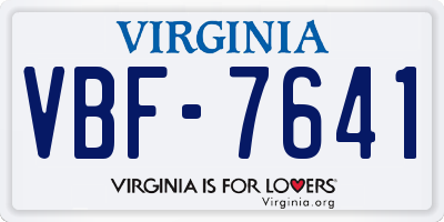 VA license plate VBF7641