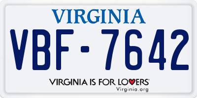 VA license plate VBF7642