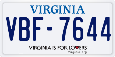VA license plate VBF7644