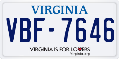 VA license plate VBF7646