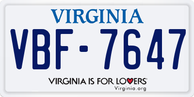 VA license plate VBF7647