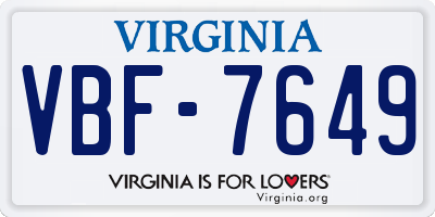 VA license plate VBF7649