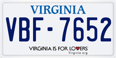 VA license plate VBF7652