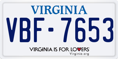 VA license plate VBF7653