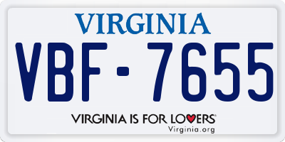 VA license plate VBF7655