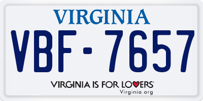 VA license plate VBF7657