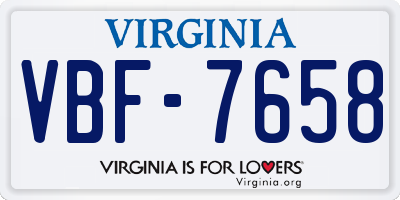 VA license plate VBF7658