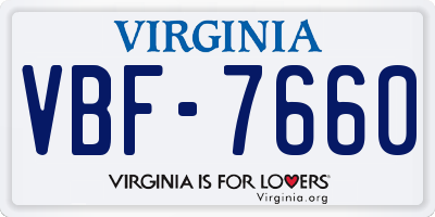 VA license plate VBF7660