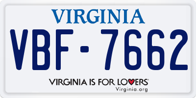 VA license plate VBF7662