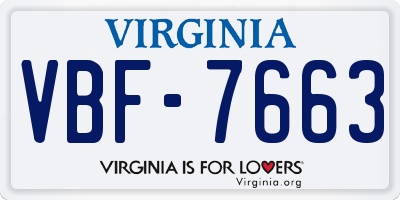 VA license plate VBF7663