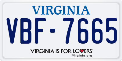 VA license plate VBF7665